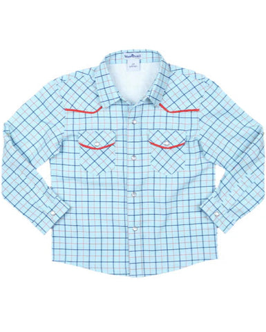 Blue Quail - Tattersall Light Blue Snap Long Sleeve Shirt