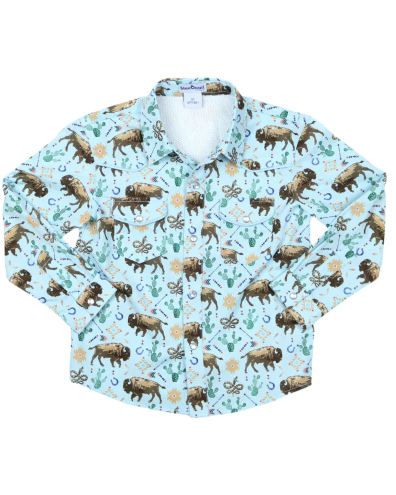 Blue Quail - Western Buffalo Pearl Snap Long Sleeve Shirt