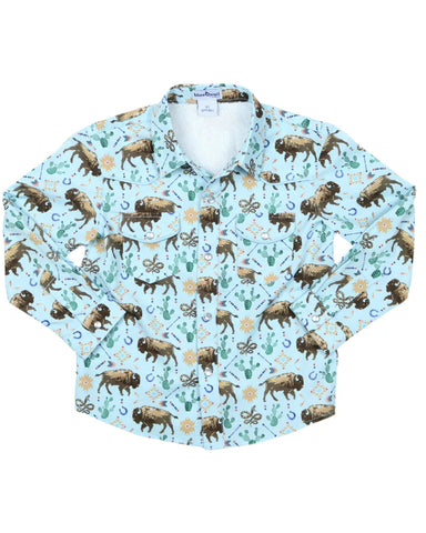 Blue Quail - Western Buffalo Pearl Snap Long Sleeve Shirt