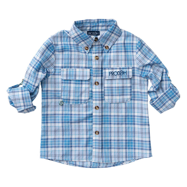 Prodoh - Baby Boy Founders Fishing Shirt Ethereal Blue Plaid