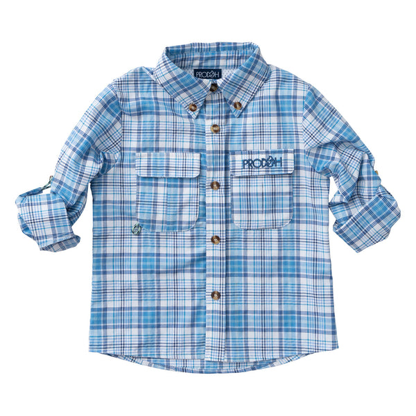 Prodoh - Boys Founders Fishing Shirt Ethereal Blue Plaid