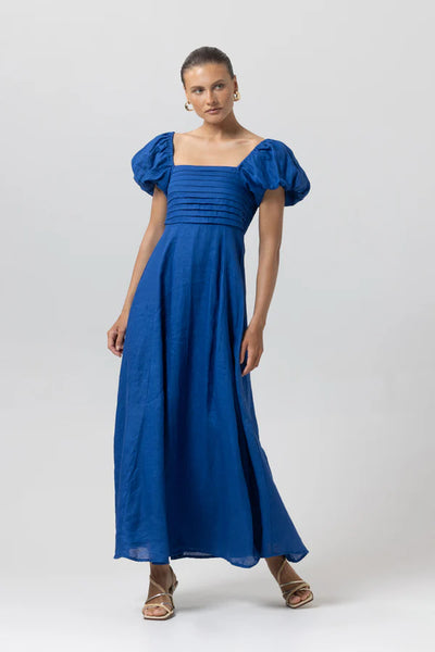 Lusana - Amy Linen Dress - Sapphire