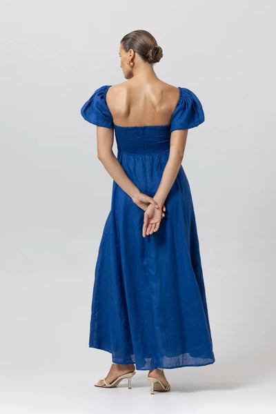 Lusana - Amy Linen Dress - Sapphire