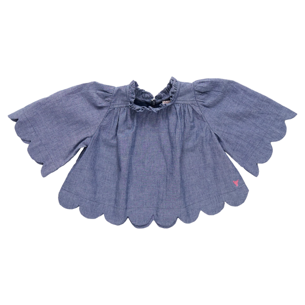Pink Chicken - Girls Scallop Top/Skirt Set - Chambray