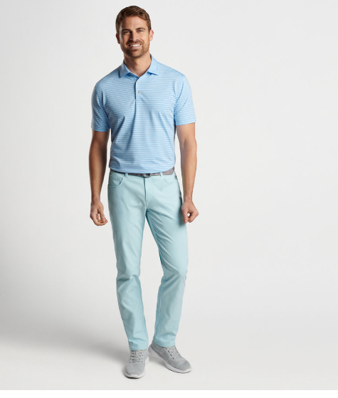Peter Millar - M's Drum Performance Jersey Polo Sean Self Collar Cottage Blue
