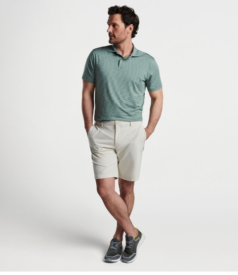 Peter Millar - M's Duet Performance Jersey Polo Edwin Spread Collar Eucalyptus