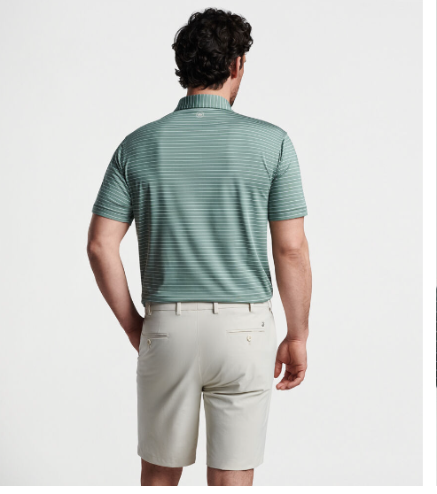 Peter Millar - M's Duet Performance Jersey Polo Edwin Spread Collar Eucalyptus
