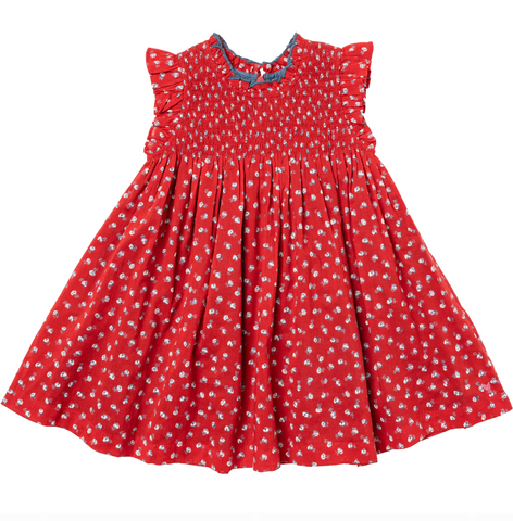 Pink Chicken - Girls Stevie Dress - Tiny Red Roses