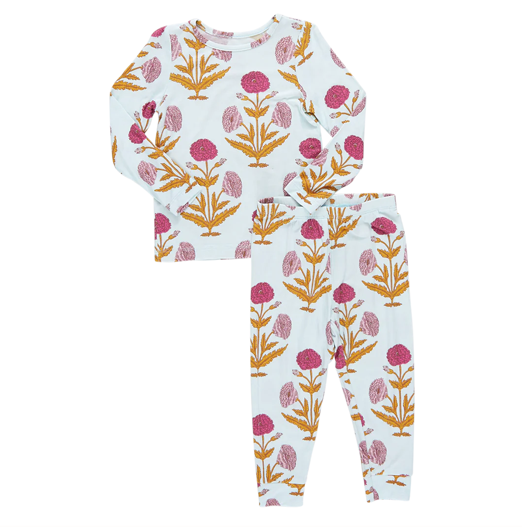 Pink Chicken - Kids Bamboo PJ Set - Pink Dandelions