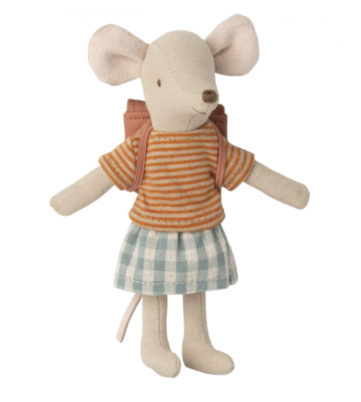 Maileg - Tricycle Mouse, Big Sister with bag - Old Rose