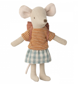 Maileg - Tricycle Mouse, Big Sister with bag - Old Rose