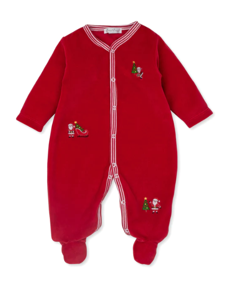 Kissy Kissy - Velour Footie - Red