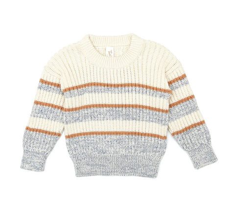 Tun Tun - Stripe Sweater - Blue & Carmel & Natural