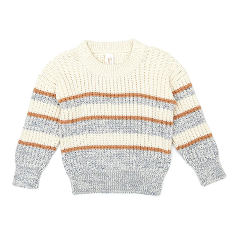 Tun Tun - Stripe Sweater - Blue & Natural & Camel