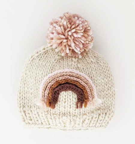 Huggalugs - Mauve Rainbow Knit Beanie Hat