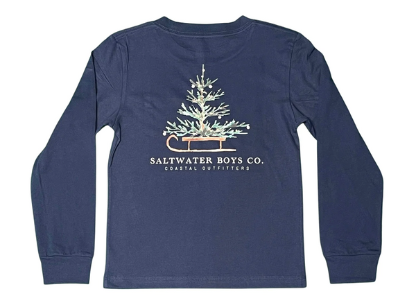 Saltwater Boys Co - Christmas Sled Graphic Tee Long Sleeve - Navy