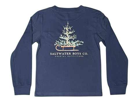 Saltwater Boys Co - Christmas Sled Graphic Tee Long Sleeve - Navy