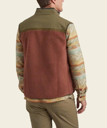 Howler Bros - Crozet Fleece vest - Cherrywood/Olivetree