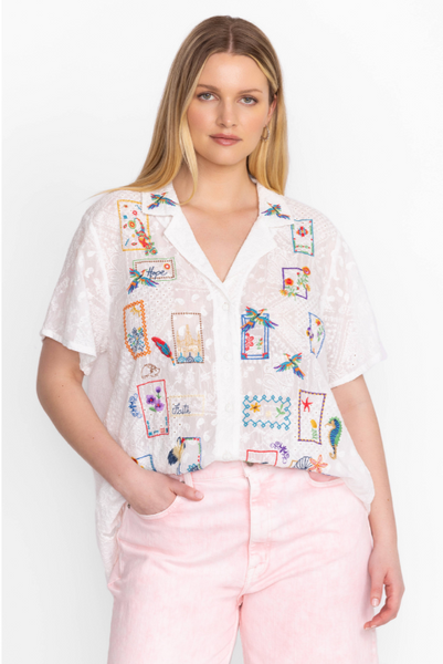 Johnny Was - White Cooper Button Up Blouse