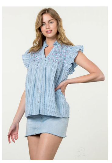 THML - Buttoned Top With Pleats and Knots by Hand