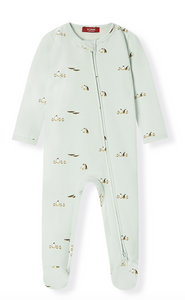 Milkbarn - Stretch Fleece Zipper Footed Romper- Lil' Penguin