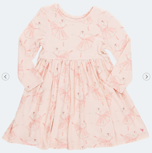 Pink Chicken - Girls Bamboo Steph Dress - Pink Ballerinas