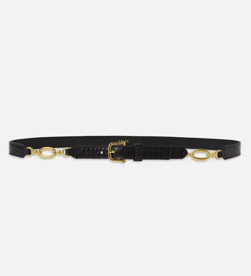 Frame - Jewelry Detail Belt - Black Croc