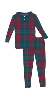 Kickee Pants - Henley Sleeve Pajama Set - Plaid