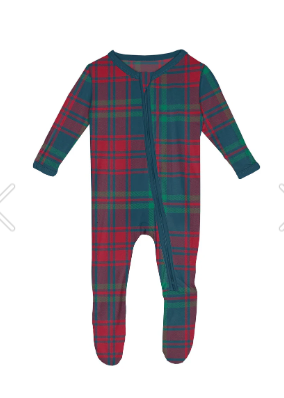 Kickee Pants - Peacock Plaid Footie