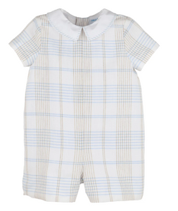 Luli & Me - Plaid Boy Romper - Blue