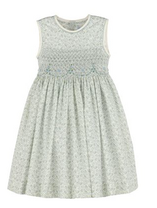 Luli & Me - Tea Roses Smock Dress - Blue