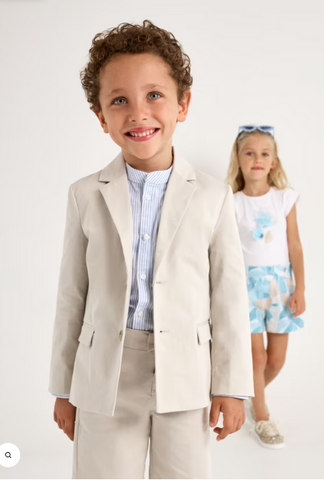 Mayoral - Blazer w/ Slim Suiting Pants Set - Bone