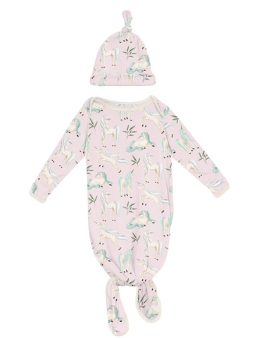 Kickee - Knotted Layette Gown & Hat Set