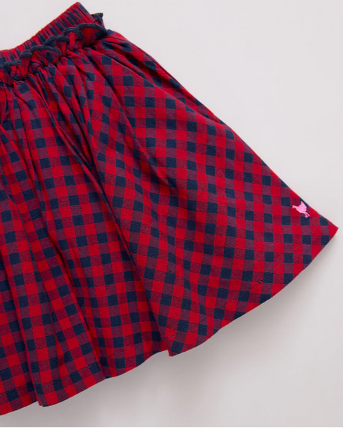 Pink Chicken - Girls Gianna Skirt - Red Check Blue