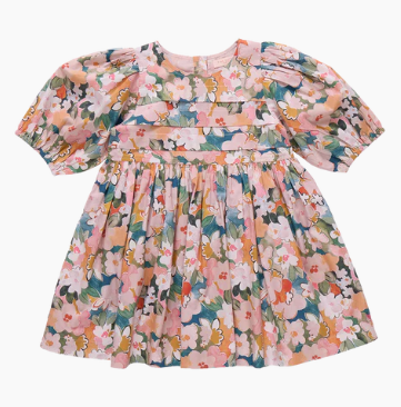 Pink Chicken - Girls Evelyn Dress - Watercolor Floral