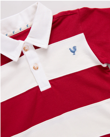 Pink Chicken - Boys Albert Rugby Shirt - Red & White