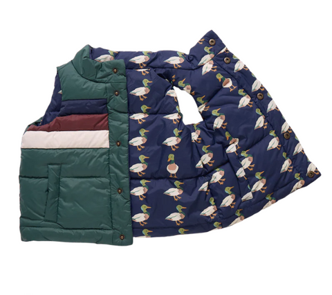 Pink Chicken - Kids Reversible Elis Vest - Evergreen Stripe