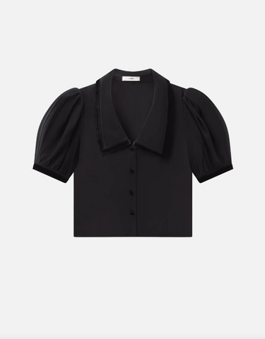 Frame - The Velvet Trim Sailor Blouse - Black