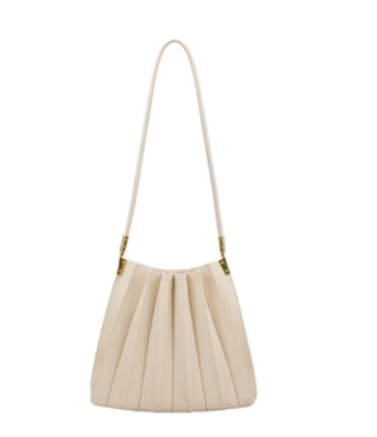 Melie Bianco - Carrie Ivory Pleated Vega Shoulder Bag