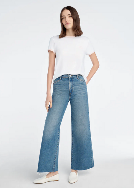 Favorite Daughter - The Collegiate Chest Ringer Tee - White/ Pale Pink