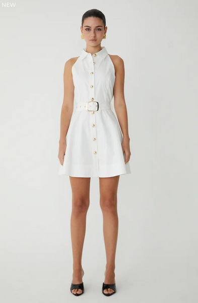 JS71 - White Short Dress Gold Buttons