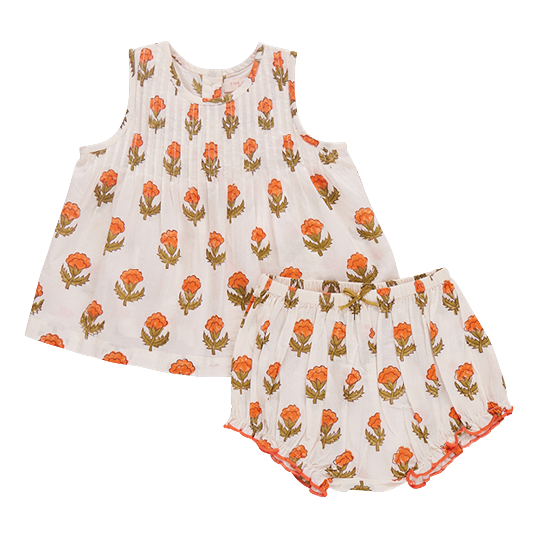 Pink Chicken - Baby Girls Jaipur 2-Piece Set - Small Orange Bud