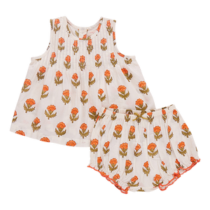 Pink Chicken - Baby Girls Jaipur 2-Piece Set - Small Orange Bud