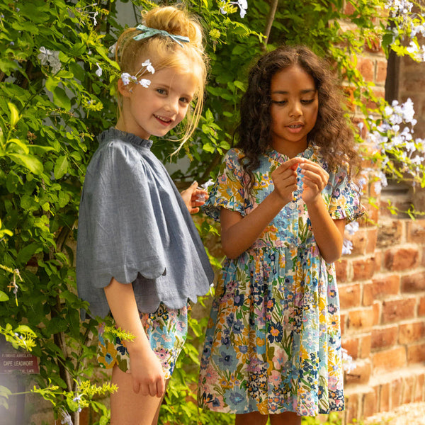 Pink Chicken - Girls Scallop Top/Skirt Set - Chambray
