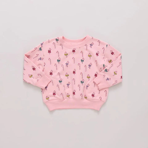 Pink Chicken - Play Sweatshirt - Mini Candy Cane