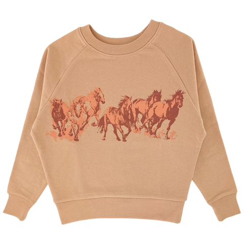 Tiny Whales - Wild Horses Boxy Sweatshirt - Cedar