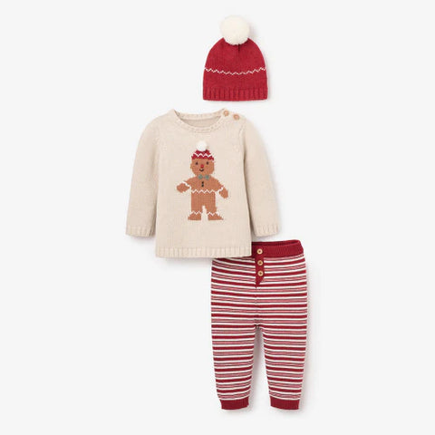 Elegant Baby - Gingerbread Pullover + Striped Pants + Red