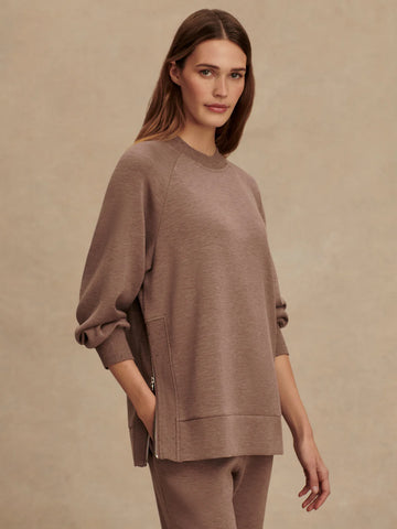 Varley - Nicole Boyrfriend Sweat - Deep Taupe Marl Fleck