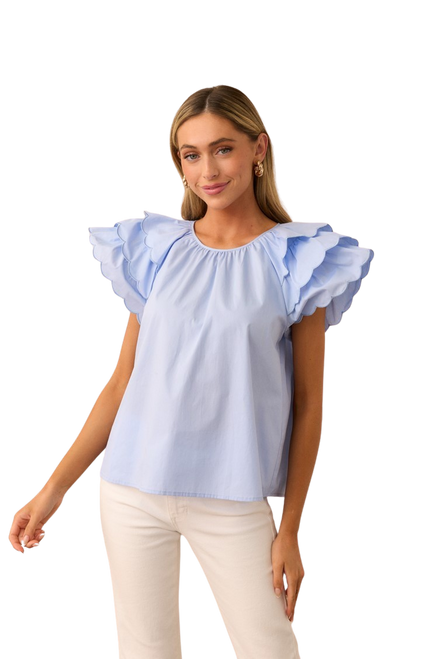 Prosperina - Bianca Scallop Top - Blue Frog