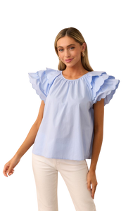 Prosperina - Bianca Scallop Top - Blue Frog